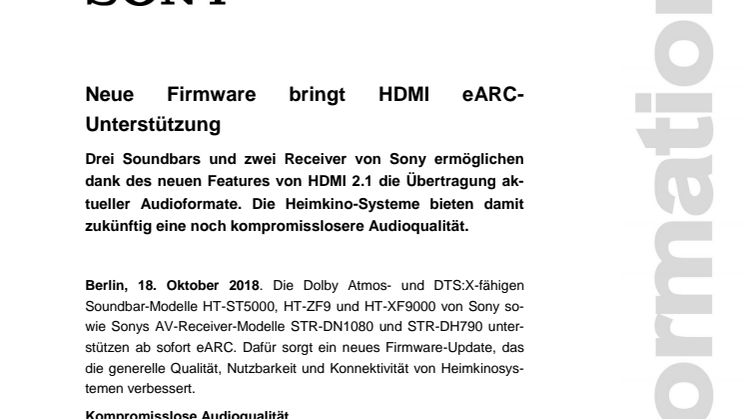 Neue Firmware bringt HDMI eARC-Unterstützung