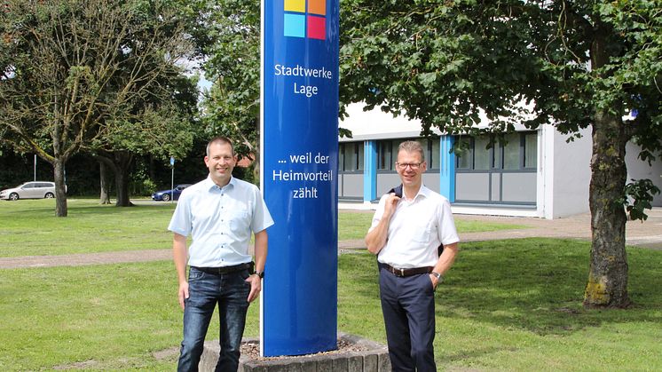 Michael Wippermann (r.) und Jörg Mikus setzen weiter auf den Heimvorteil der Stadtwerke Lage.