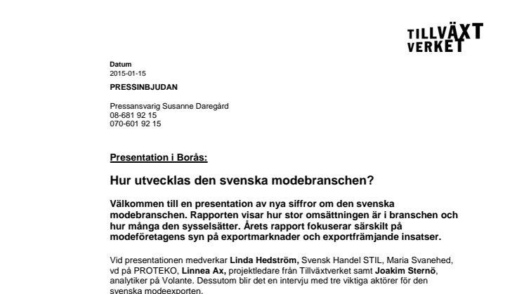 Pressinbjudan moderapport Borås