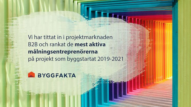 Ranking av de mest aktiva måleriföretagen/företagsgrupperingarna på projektmarknaden enligt Byggfaktas projektdatabas