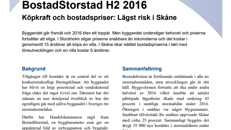 BostadStorstad: Köpkraft och bostadspriser: Lägst risk i Skåne