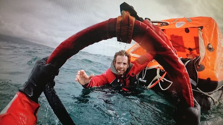 Sailor Edward Harwood during the rescue from yacht Mistral