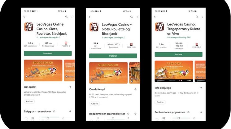 LeoVegas app är nu tillgänglig i Google Plays Butik i Sverige, Danmark och Spanien.  