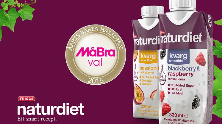 Naturdiet kvargsmoothie utsedd till ”Årets Bästa Hälsomat”