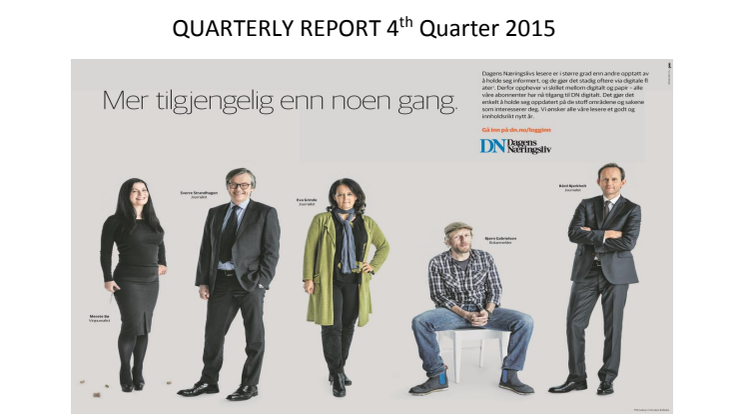 NHST Media Group - Quarterly Report 4th quarter 2015