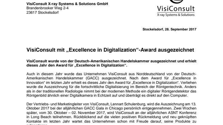 VisiConsult mit „Excellence in Digitalization“-Award ausgezeichnet