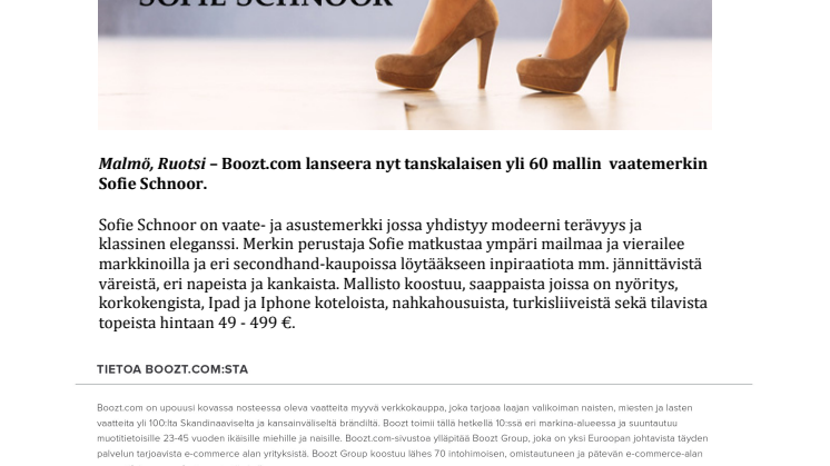  Boozt.com lanseeraa tanskalaisen vaate ja asustemerkki Sofie Schnoor 