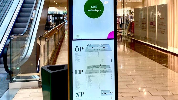 De digitala ytorna i Lindens köpcentrum visar besökstrycket i realtid