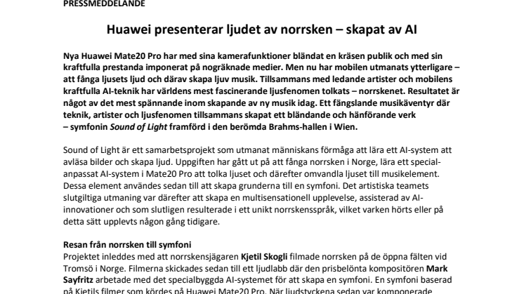 Huawei presenterar ljudet av norrsken – skapat av AI