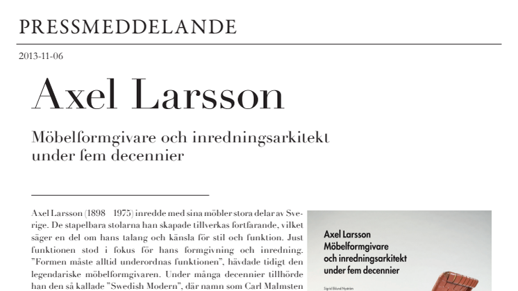 Axel Larsson – Möbelformgivare och inredningsarkitekt under fem decennier