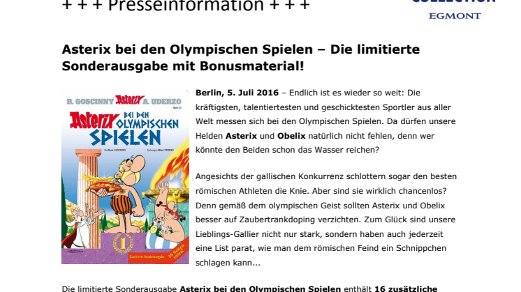 Asterix bei den Olympischen Spielen – Die limitierte Sonderausgabe mit Bonusmaterial!