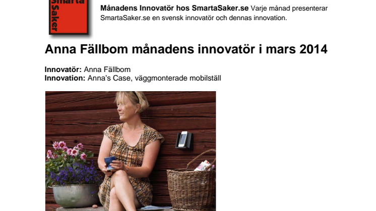 Anna Fällbom månadens innovatör i mars 2014