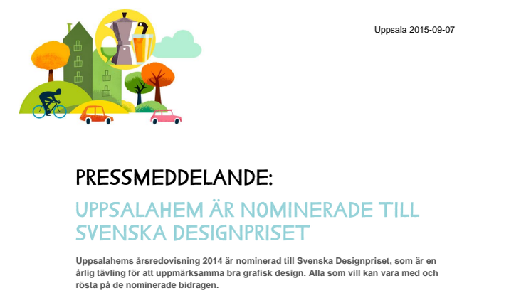 ​Uppsalahems årsredovisning 2014 är nominerad till Svenska Designpriset!
