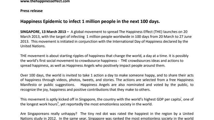 Happiness Epidemic to infect 1 million people in the next 100 days. 