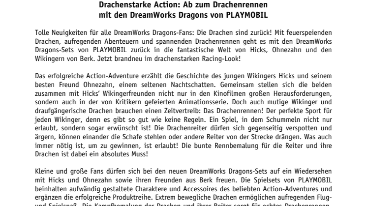 Drachenstarke Action: Ab zum Drachenrennen mit den DreamWorks Dragons von PLAYMOBIL