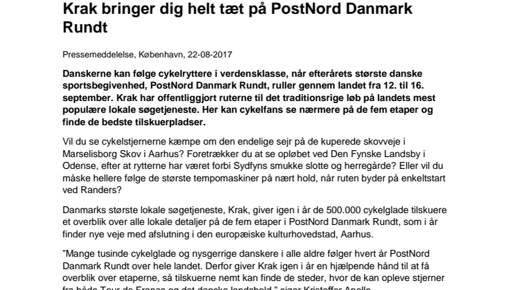 Krak bringer dig helt tæt på PostNord Danmark Rundt