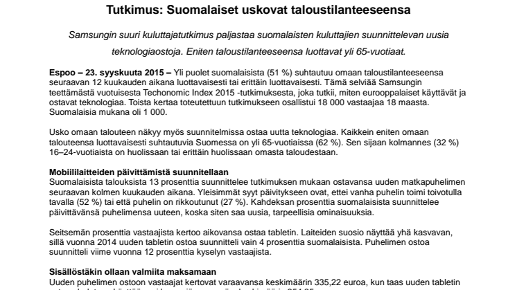 ​Tutkimus: Suomalaiset uskovat taloustilanteeseensa