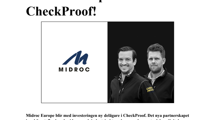 Midroc Europe investerar i CheckProof!