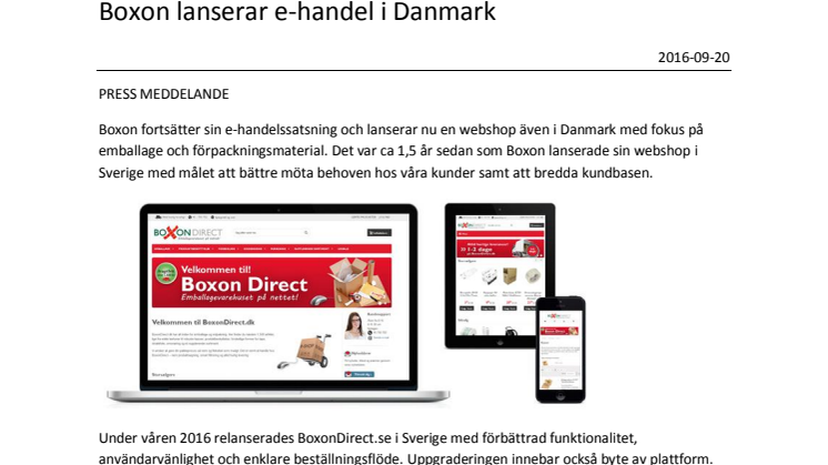 Boxon lanserar e-handel i Danmark