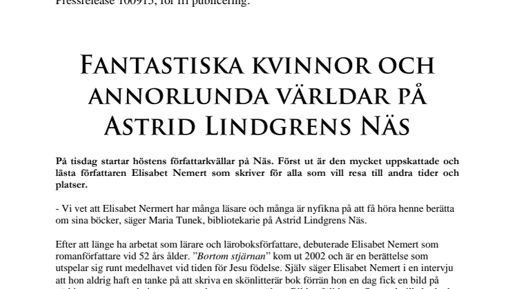 Fantastiska kvinnor och annorlunda världar på Astrid Lindgrens Näs 