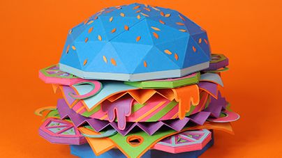 The Future of Food – Burger by Zim&Zou. Zim&Zou är en fransk konstnärsduo bestående av Lucie Thomas och Thibault Zimmermann. Bilden är en del av deras projekt ‘The Future of Food’ skapat för Icon Magazine 104. 