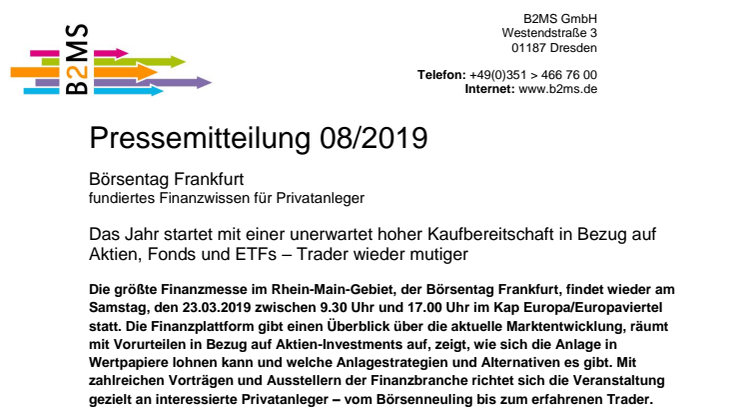 Börsentag Frankfurt, 23.03.2019 - hält die hohe Kaufbereitschaft in Bezug auf Aktien, ETFs und Fonds an?
