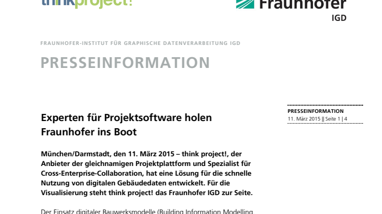 Experten für Projektsoftware holen Fraunhofer ins Boot