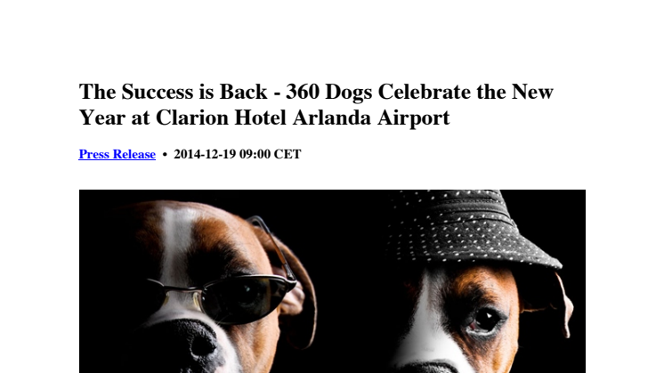Succén fortsätter - 360 hundar firar nyår på Clarion Hotel Arlanda Airport