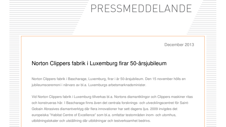 Norton Clippers fabrik i Luxemburg firar 50-årsjubileum