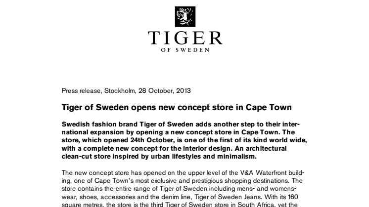 Tiger of Sweden opens new concept store in Cape Town