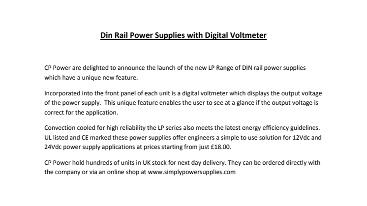 Din Rail Power Supplies with Digital Voltmeter