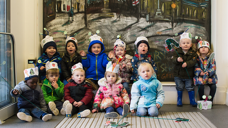 Youngsters in the Storytime group taking part in the Giant Wiggle Walk.