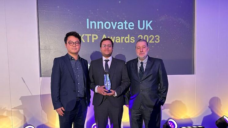 L-R Northumbria's Professor Longzhi Yang, KTP Associate Rohit Venugopal and John Clayton, Knowledge Transfer Adviser, Innovate UK KTN 