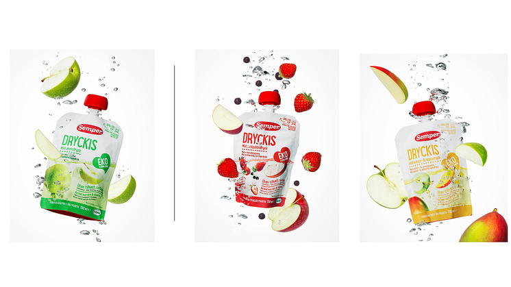 Semper lancerer Dryckis, en ny økologisk frugtdrik til børn i unik emballage.