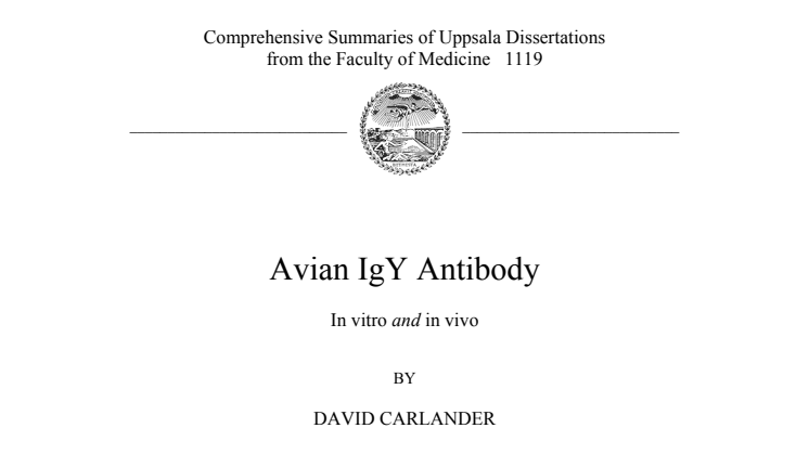 Avian IgY antibody: In vitro and in vivo