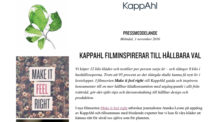 KappAhl filminspirerar till hållbara val