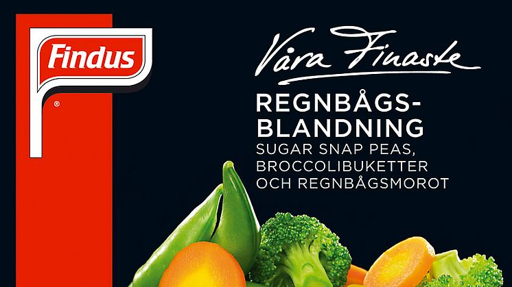 Findus finaste grönsaker:Regnbågsblandning, Regnbågsmorot, Asiatisk och Italiensk örtblandning nya i frysdisken