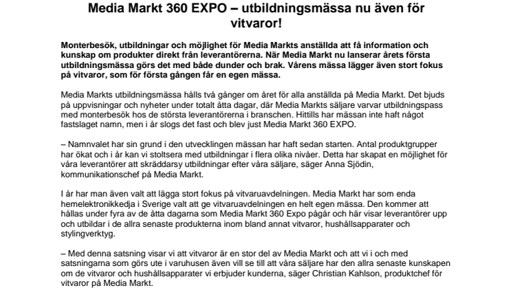 Media Markt 360 EXPO – utbildningsmässa nu även för vitvaror!