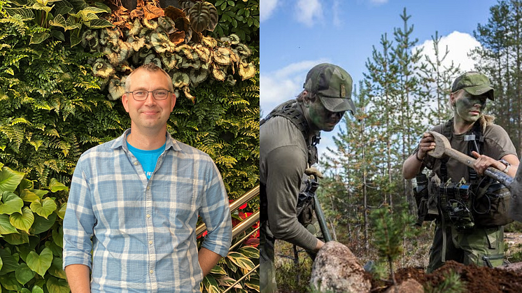 Martin Schülers avhandling visar på brister i försvarets säkerhetsarbete och i sättet man övar. Foto: Anna Hallberg samt Försvarsmakten.