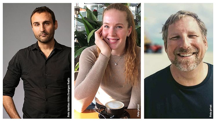 Ängelholms tre nya ambassadörer. Från vänster: Johar Bendjelloul, Isabelle Haak och Jonas Bonde