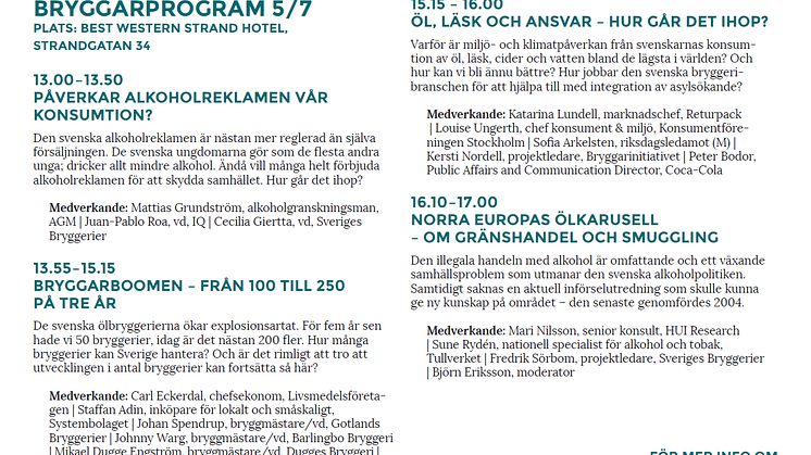 Missa inte Bryggardagen i Almedalen - om bryggeriboomen, alkoholreklam, smuggling och ansvar.