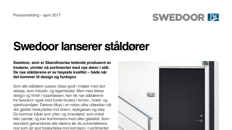 Swedoor lanserer ståldører
