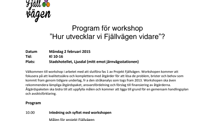 Program Workshop 2 februari i Ljusdal