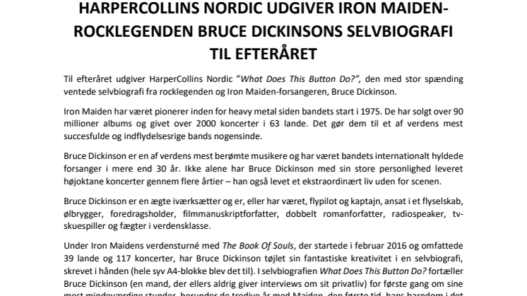 "Selvbiografi af forsangeren fra Iron Maiden Bruce Dickinson"