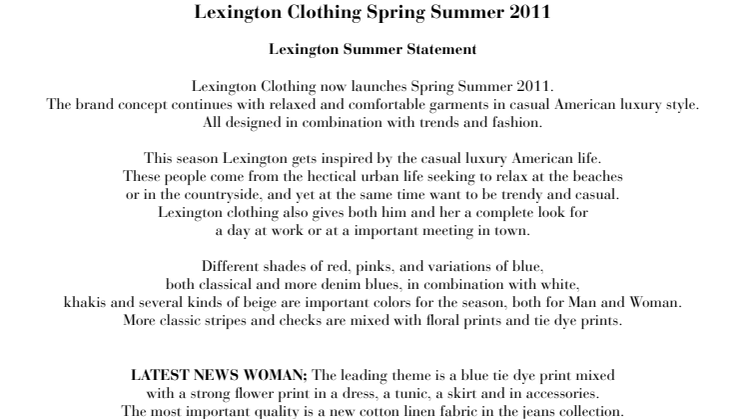 Lexington Clothing - Spring Summer 2011