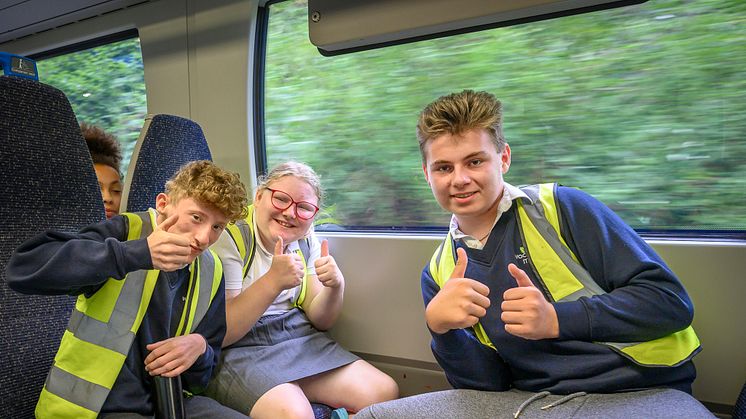 Thumbs up to independent travel: (from left) Harri, Keira and Leon