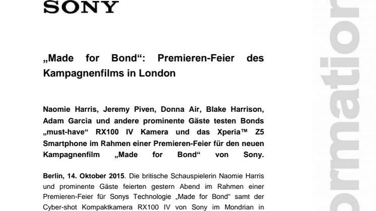 „Made for Bond“: Premieren-Feier des Kampagnenfilms in London