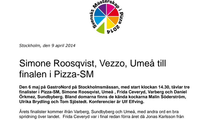 Simone Roosqvist, Vezzo, Umeå till finalen i Pizza-SM 