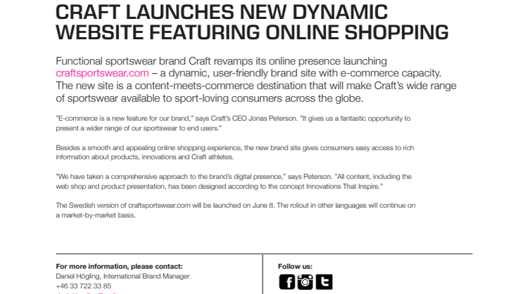 Craft launches new dynamic website featuring online shopping