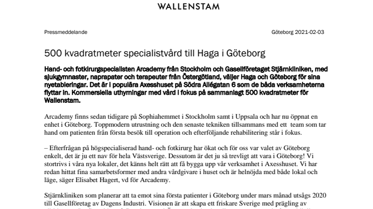 500 kvadratmeter specialistvård till Haga i Göteborg 